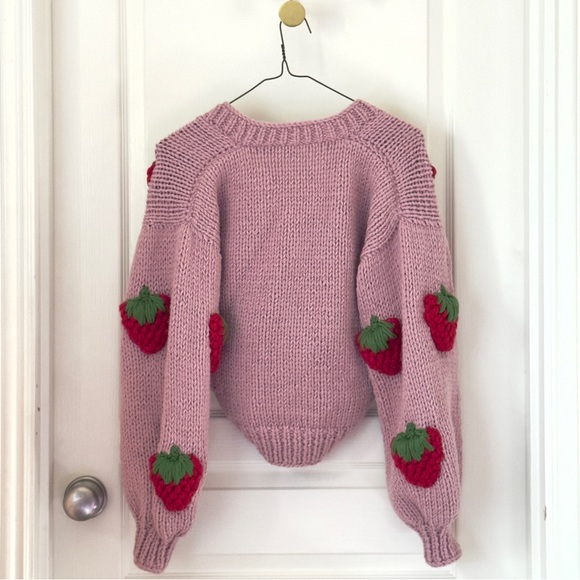 Myracle Red Strawberry Cardigan - Size Small - Picture 3 of 5
